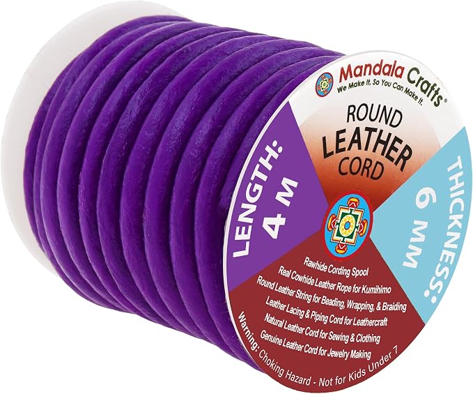 Mandala Crafts Round Genuine Purple Leather Cord by MandalaCrafts