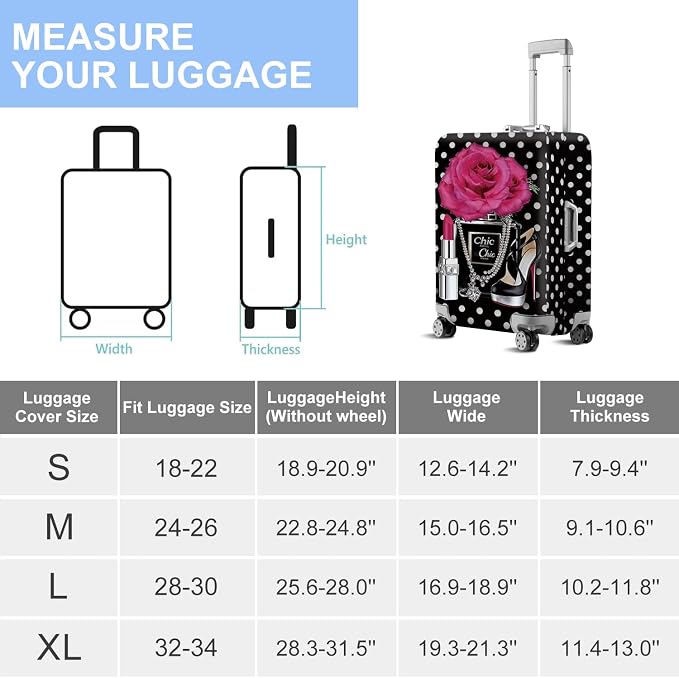 ANNA QUEEN Vintage Polka Dot Rose Travel Luggage Cover -Stretchable Airplane - Image 7
