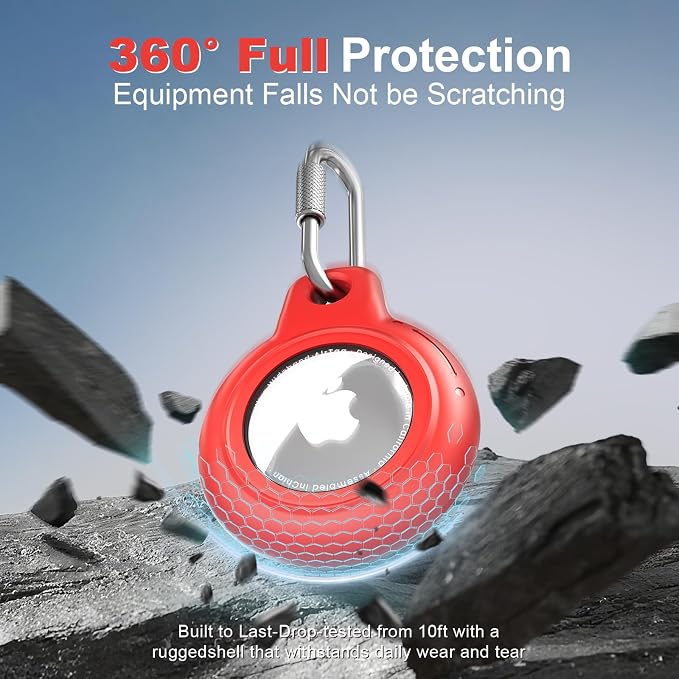 AirTag Holder with 304 Carabiner, 4 Pack IPX8 Waterproof Shockproof PC Hard Case - Image 4