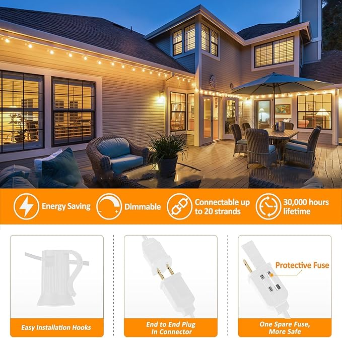 200 Feet White String Lights for Outside G40 Patio Lights Waterproof - Image 5