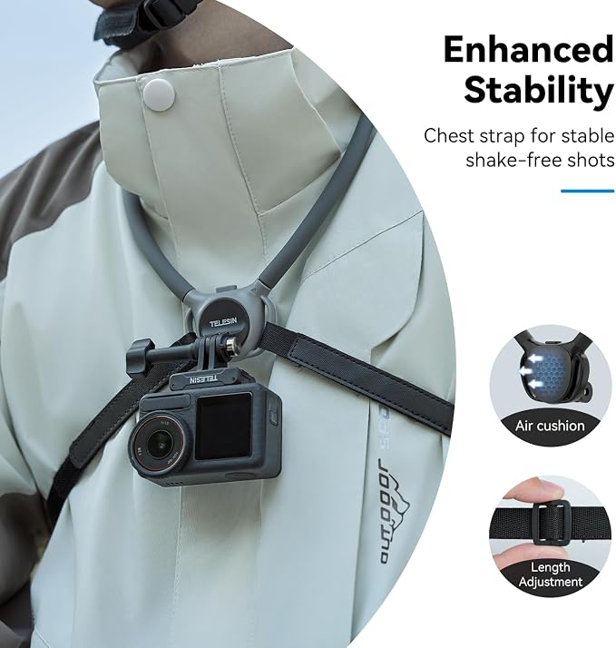 TELESIN Neck Mount SE 2.0 with Air Cushion, Adjustable Chest Strap and Neck - Image 2