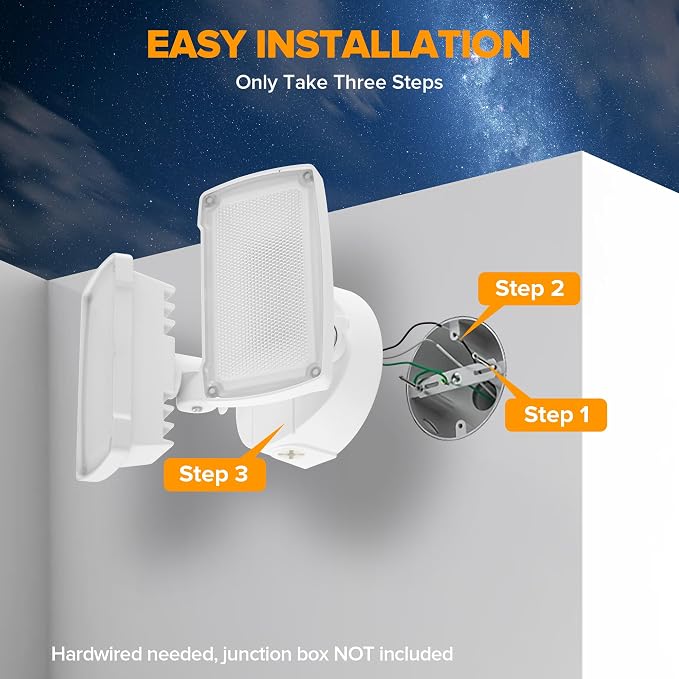 LUTEC 32W 3500LM Integrated Dual-Head LED Flood Light Outdoor, Switch - Image 7
