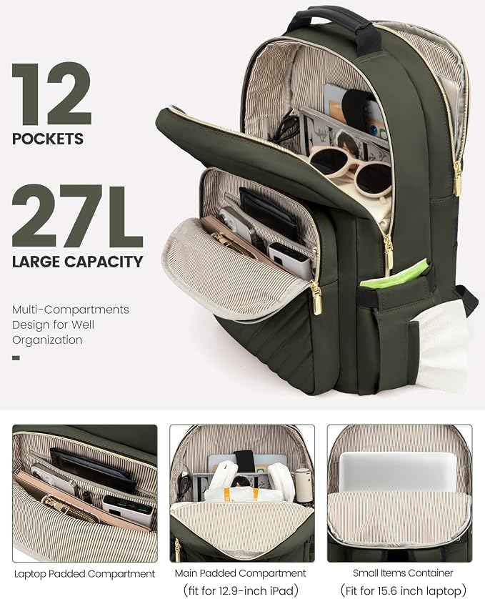 LOVEVOOK Laptop Backpack Purse for Women, Work Business Travel Computer Bags - Image 2