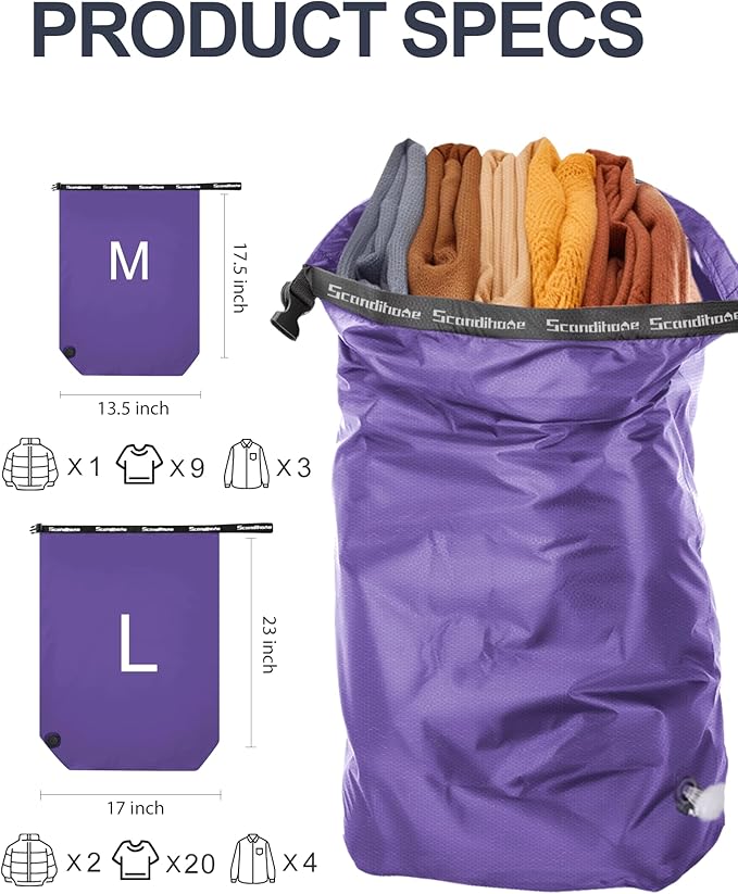 Travel Laundry Bag, Pump-free Vacuum Compression Dirty Clothes Bag, Medium - Image 2