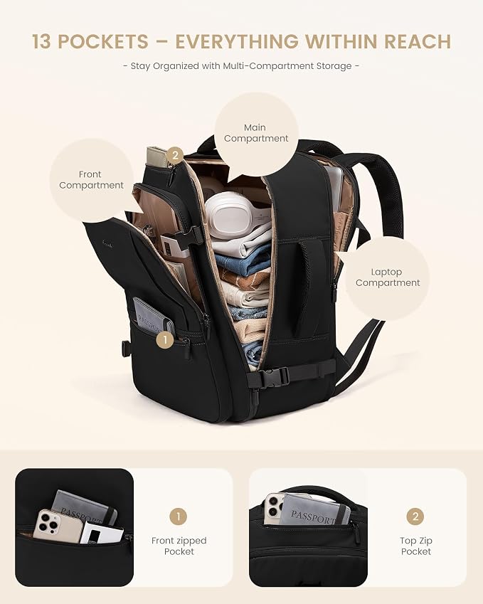 LOVEVOOK Travel Backpack for Women & Men, 40L Large Carry On Backpack Airline - Image 8