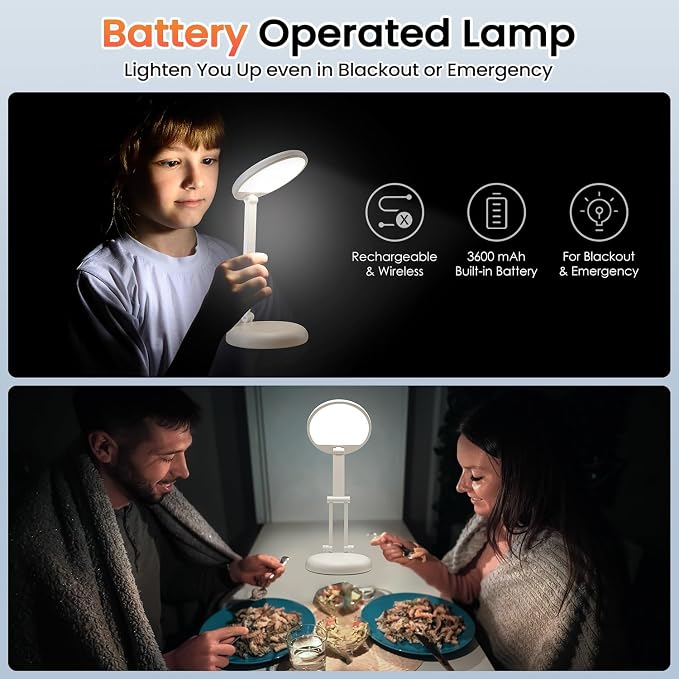 One Fire Cordless Desk Lamp, Dimmable Small Battery Powered Lights, 3600mAh - Image 10