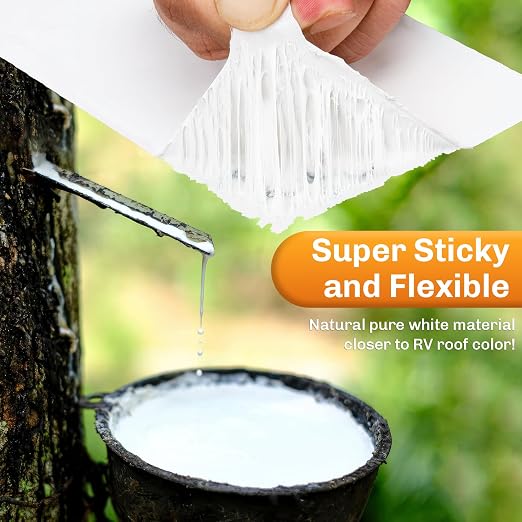 WELLUCK RV Roof Tape Sealant Roofing Tape, 2 Inch X 50 Foot Natural White RV - Image 2