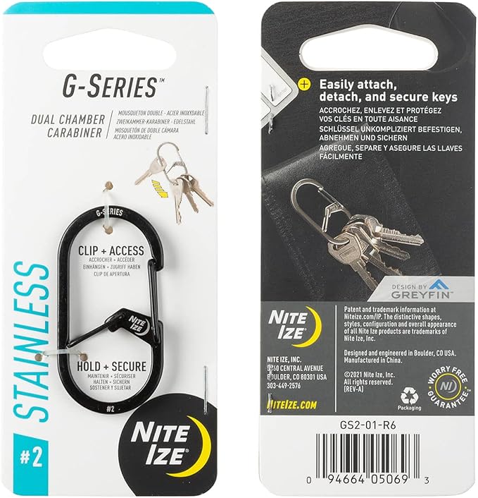 Nite IZE GS3-11-R6 G-Series Dual Chamber Carabiner, Size #3 1-Pack, Stainless - Image 4