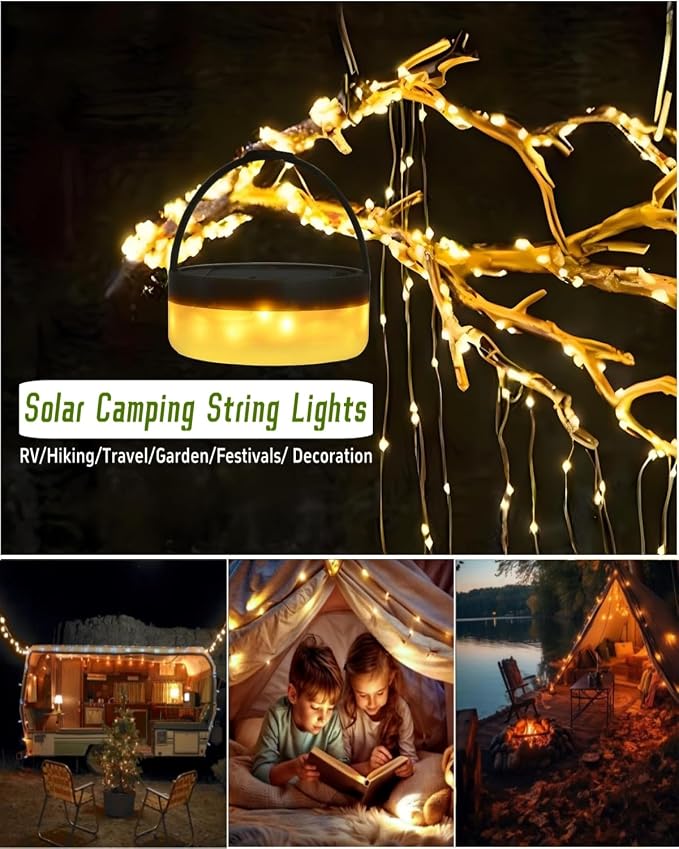 Solar Camping String Lights, 32.8 FT Fairy String Light, 4 in 1 Portable - Image 5