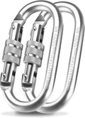 Oval Indoor Outdoor Climbing Carabiner, 25 KN Screw Locking Heavy Duty Safety by RopesAndNets