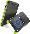Solar Power Bank 33800mAh with Super Bright LED Flashlight, Built-in 4 Cables & by Unknown