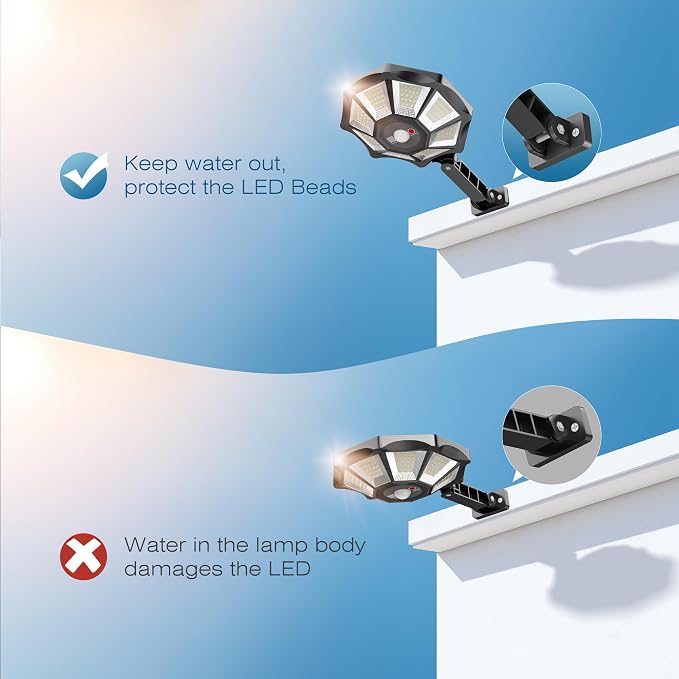 OKPRO Solar Lights Outdoor, 168LED 6500K Flood Light Dusk to Dawn, 8 Sides - Image 7