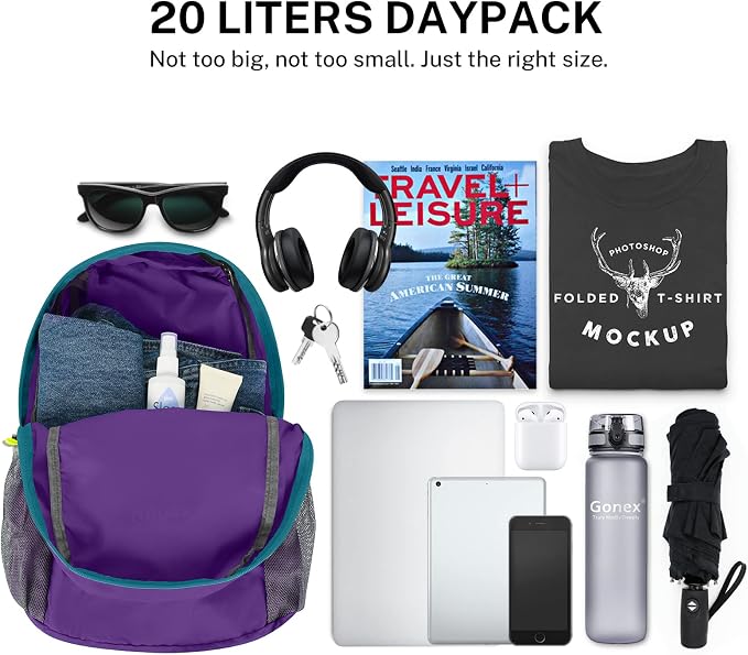 Gonex Ultra Lightweight Packable Backpack 20L Daypack Handy Foldable Camping - Image 3