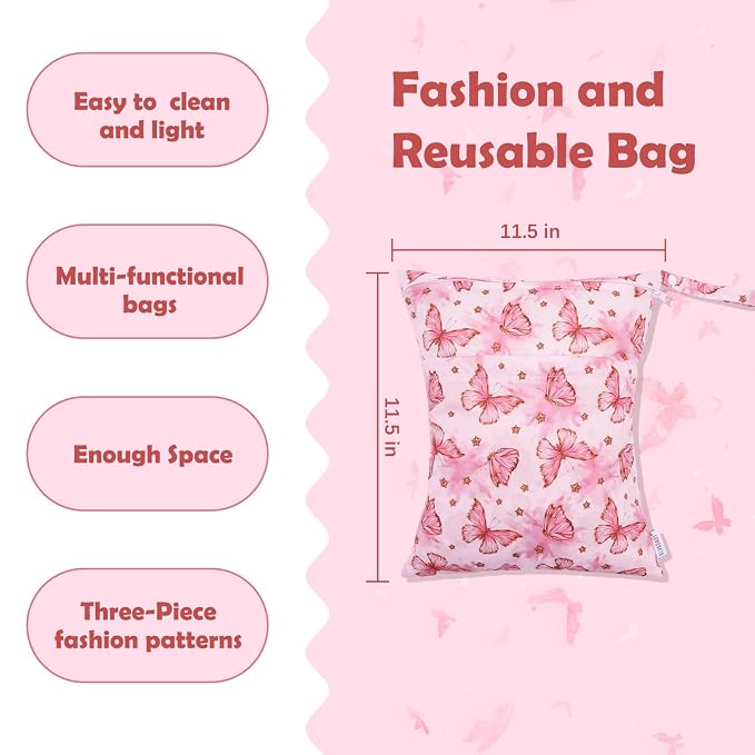 ALVABABY 3pcs Cloth Diaper Wet Dry Bags Waterproof Reusable - Image 2