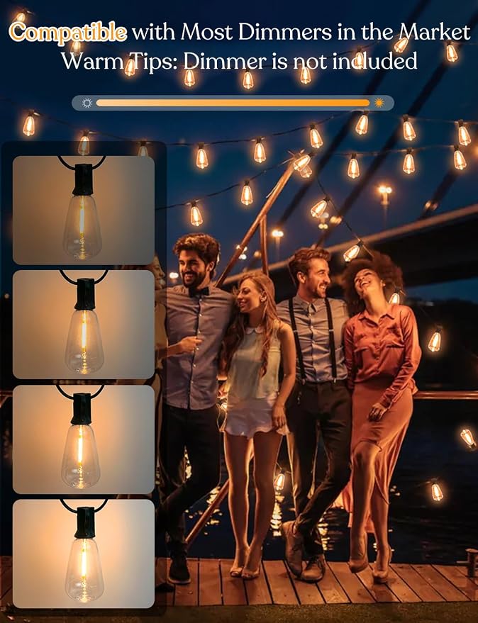 GHUSTAR 200FT LED Outdoor String Llights – Patio Lights Outdoor Waterproof - Image 2