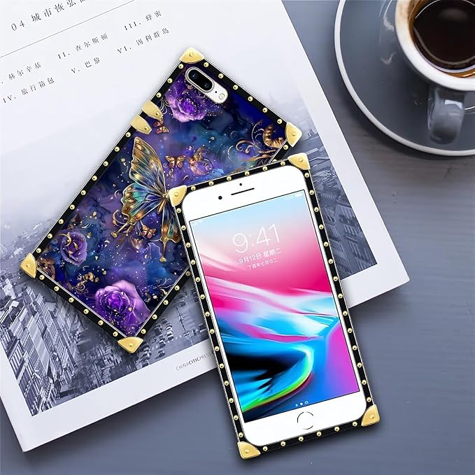Compatible with iPhone 8 Plus 7 Plus Case, Glistening Golden Butterfly Vibrant - Image 6