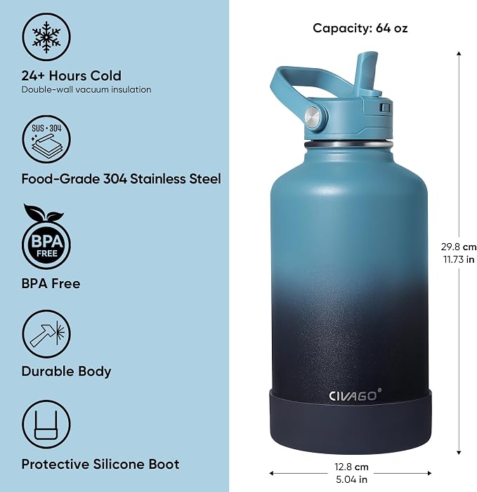 CIVAGO 64 oz Insulated Stainless Steel Water Bottle - Image 7