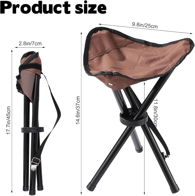 Travel Folding Camping Stool, 14.6 inches Lightweight Outdoor Tripod Chair and - Image 3