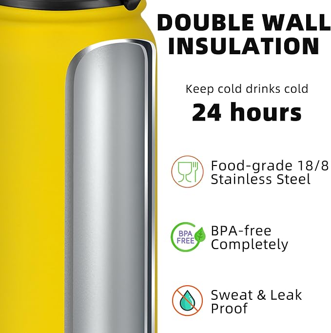 Fanhaw 24 oz Insulated Stainless Steel Water Bottle - Image 3