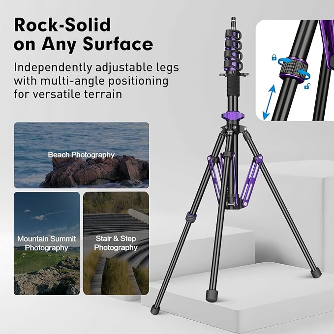 FreeSea Photography Aluminum Light Stand 83in/210cm, Travel Tripod - Image 8