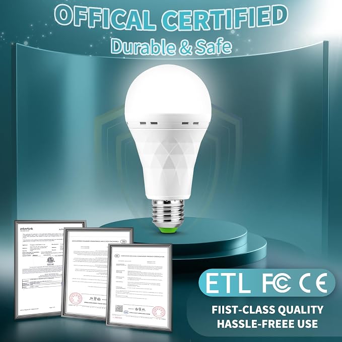Emergency Rechargeable Light Bulbs, Battery Powered LED Light Bulb Daylight E26 - Image 4