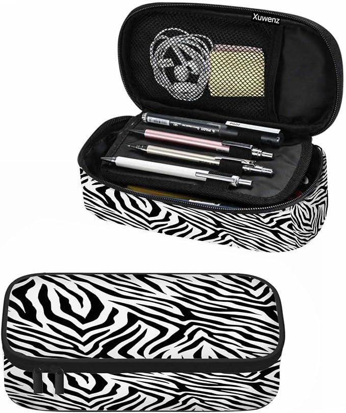 Black White Stripes Pencil Case Organizer Zebra Animal Skin Artwork Texture by Unknown