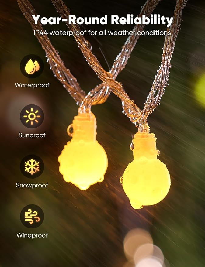 Minetom Globe String Lights, 33 Feet 100 Led Fairy Lights Plug in, 8 Modes - Image 5