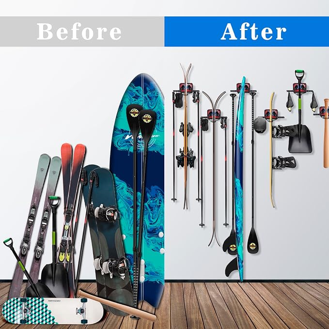 Ski Rack Wall Mount Ski & Snowboard Skateboard Wall Mount Fits Any Board holder - Image 5