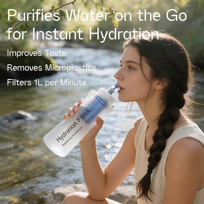 GUYI 500ml Collapsible Water Filter Bottle, Removes Impurities, BPA Free - Image 5