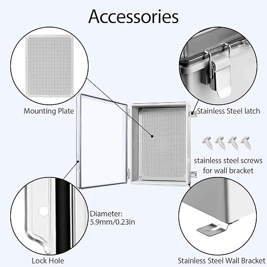 LeMotech Electrical Box, IP67 Waterproof Hinged Clear Cover Stainless Steel - Image 4