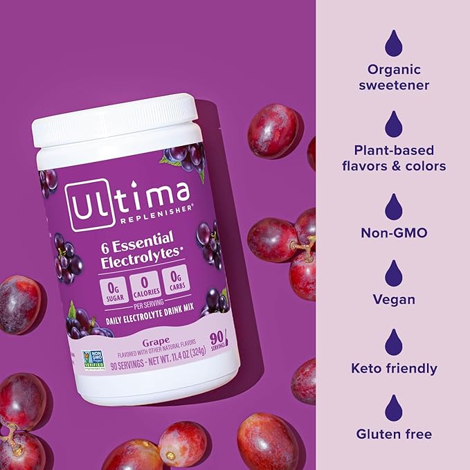Ultima Replenisher Daily Electrolyte Powder Drink Mix – Sugar Free – Grape - Image 5