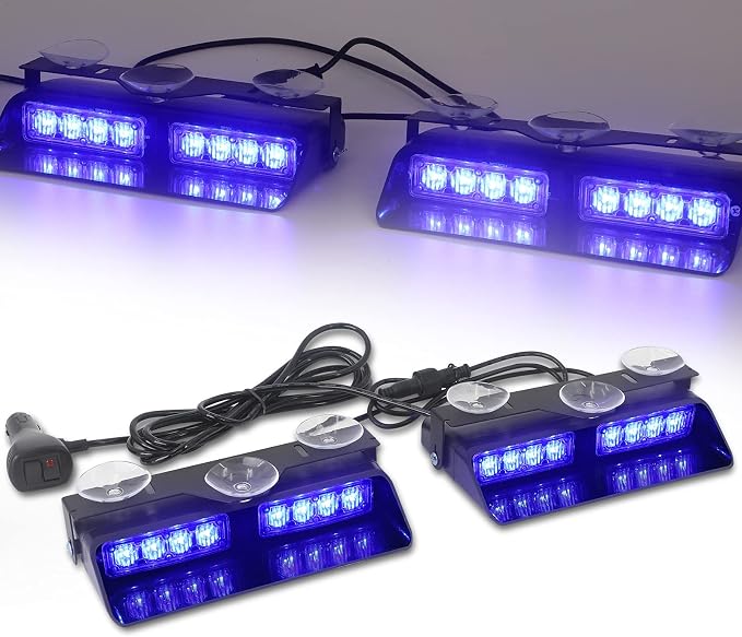XRIDONSEN 2 in 1 Blue Emergency Dash Strobe Lights Warning Safety Flashing - Image 7