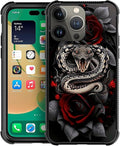 for iPhone 14 Pro Max Case, Entwined Rose Snake Pattern Graphic Design Girl Boy by FKBRCL4U