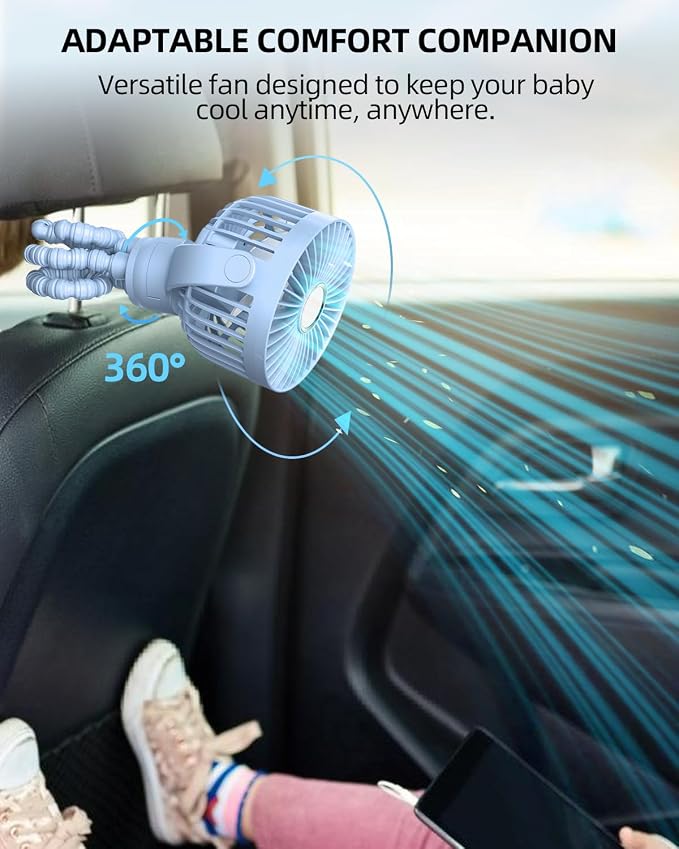 buywoo Portable Stroller Mini Fan, Small Rechargeable Personal Fan, Travel - Image 5