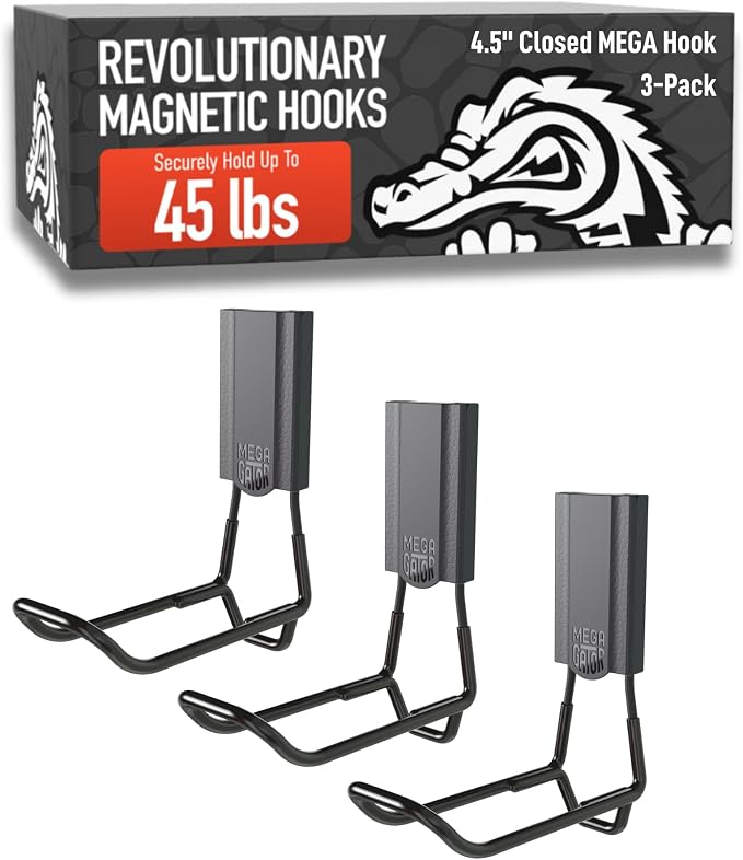 GATOR MAGNETICS MEGA 4.5 in Closed Hooks, 45 lb Heavy Duty Magnetic Hooks by GatorMagnetics