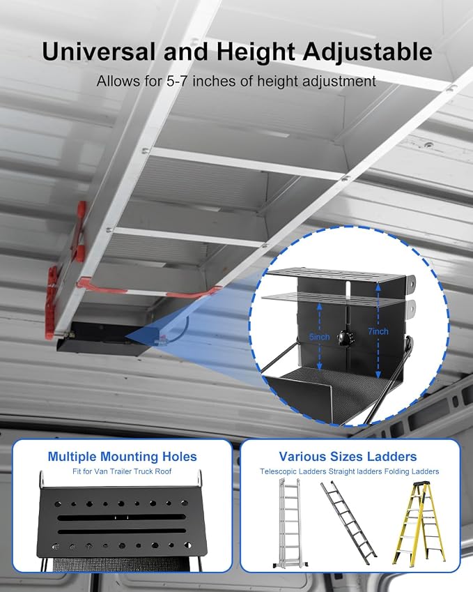 Van Interior Ladder Storage Holder, Adjustable Internal Ladder Rack Fit - Image 2
