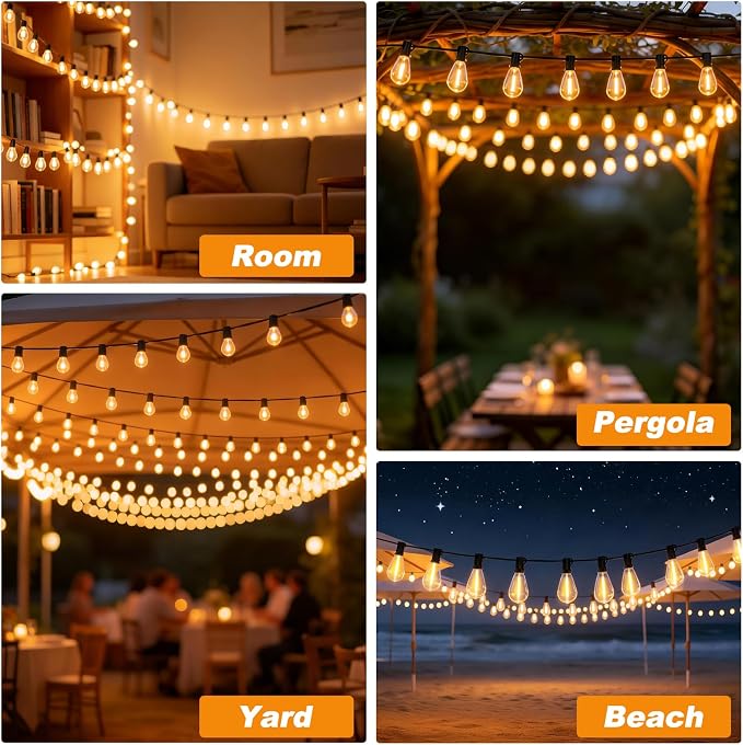 50FT Outdoor String Lights, 15m Waterproof Remote LED Patio Lights - Image 8