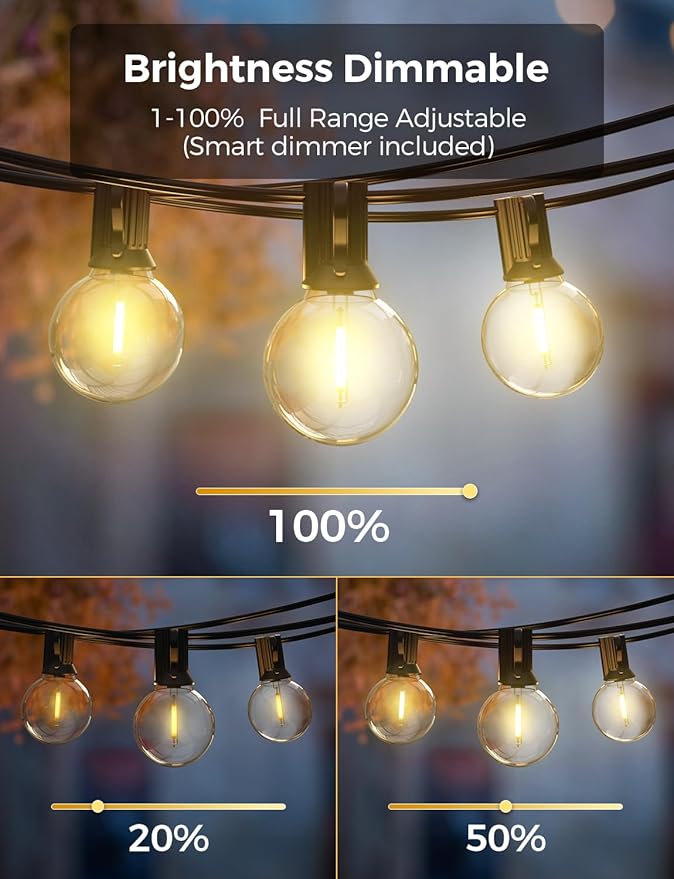 XMCOSY+ Smart Outdoor String Lights, 75Ft G40 Globe Patio Lights - Image 4