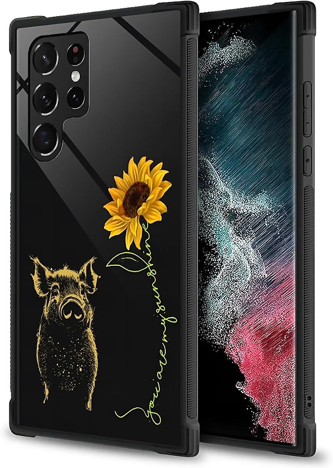 for Samsung Galaxy S23 Ultra Case, Pig Sunflower Yellow Sunshine Pattern - Image 3