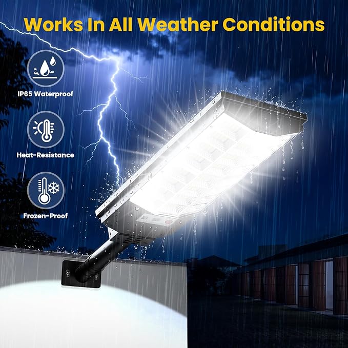 Solar Lights Outdoor Waterproof, 12000LM 6500K LED Dusk to Dawn Solar Street - Image 5