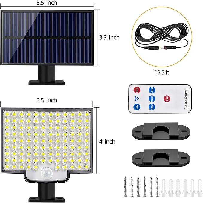 Solar Lights Outdoor, 106 LED 3000LM Solar Powered Motion Sensor Flood Lights - Image 6