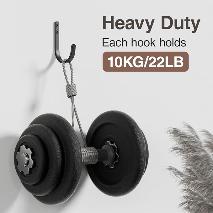 10-Pack Wall Hooks for Hanging Towel/Coat - 22LB Screw in Metal Hanger Wall - Image 3