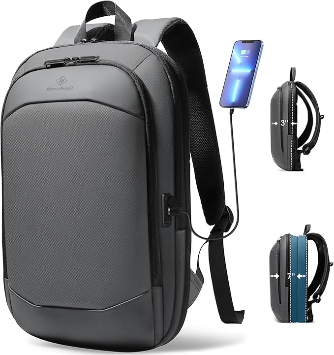 hk Business Backpack for Men 17 Inch, Slim & Expandable Waterproof Travel by hkbag