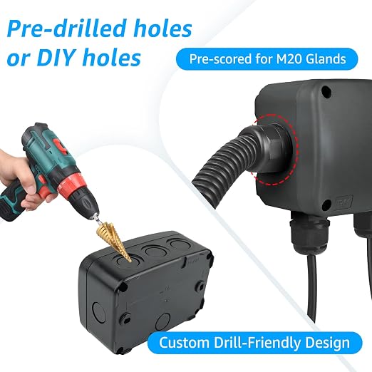 SuperInk Black IP66 Waterproof Junction Box, Outdoor Electrical Enclosure - Image 3