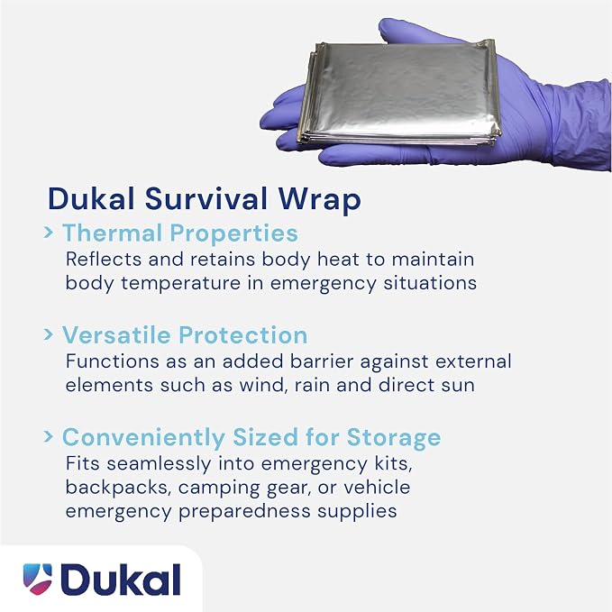Dukal 721 Emergency Survival Blanket Mylar Wrap | Thermal Properties, - Image 3