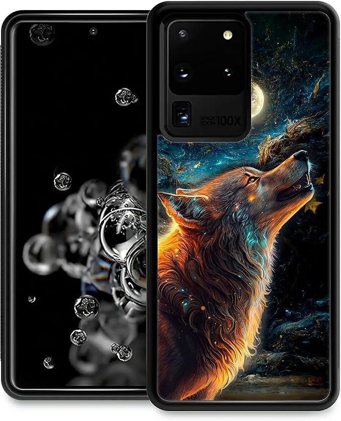 for Samsung Galaxy S20 Ultra Case, Star Cave Hungry Wolf Pattern Graphic Design by FKBRCL4U