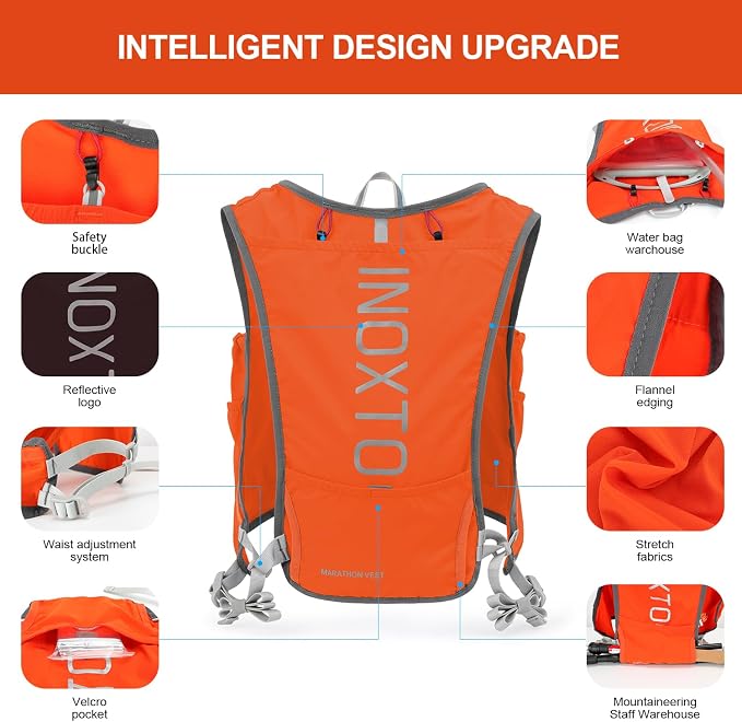 INOXTO Running Hydration Vest Backpack, Lightweight Insulated Pack - Image 4