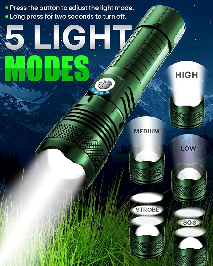 Victoper Green LED Flashlights, High Powered High Lumens Super Bright Tactical - Image 3