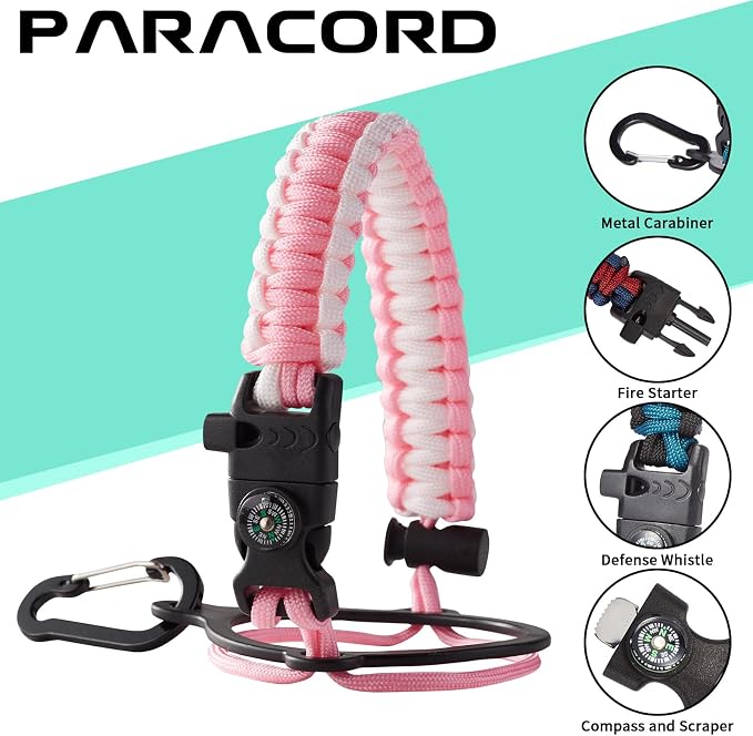 32 OZ Water Bottles with Straw, Storage Carrier Bag, Paracord Handle & Chug Lid - Image 5