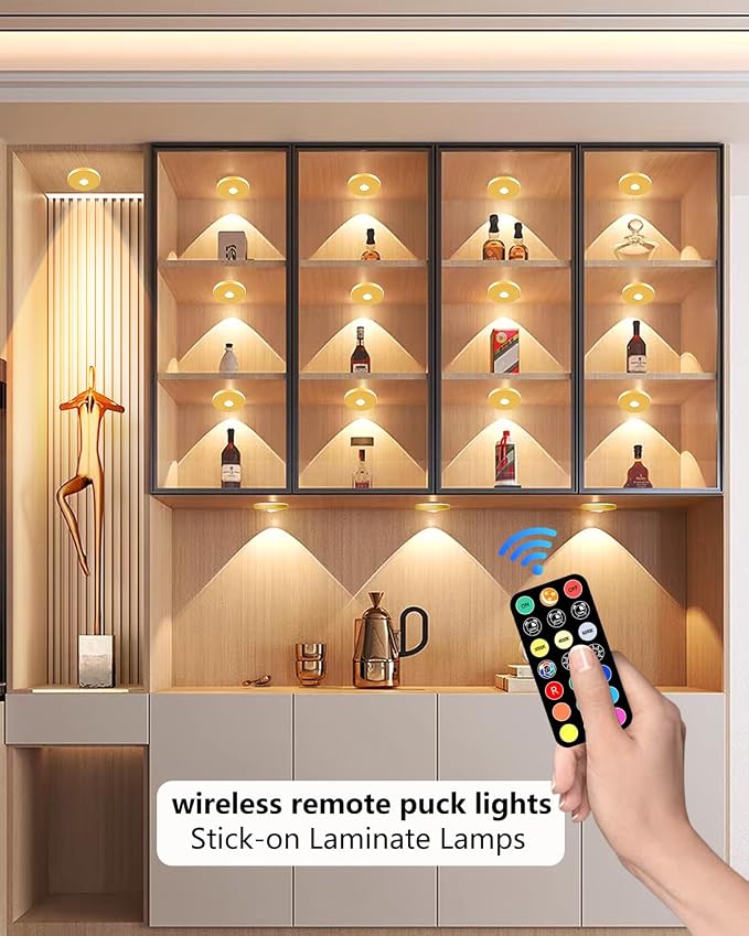LED Puck Lights with Remote, 2000mAH Battery Operated, Rechargeable Shelf Light - Image 7